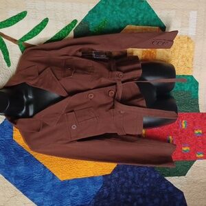 “BAILEY’S POINT” Military Jacket,  brown,  belted, NWT